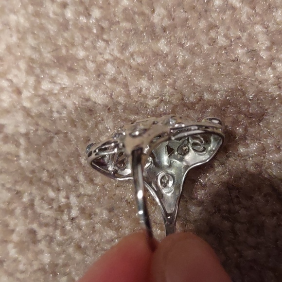 Old European cut Diamond Ring 18kt white gold north south Design - Picture 11 of 16